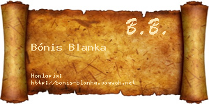 Bónis Blanka névjegykártya